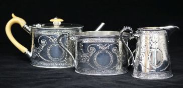 3 piece plated tea set