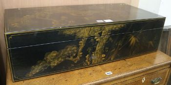 A Chinese black lacquer trunk, W.87cm