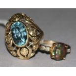 Two gold gem set rings including zircon.