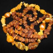 Two amber necklaces, gross weight 215 grams.