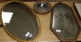 A 19th century Venetian intaglio engraved mirror and two other gilt mirrors