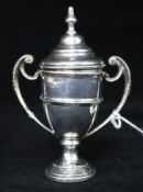 A 1930's Bugatti Owners Club Lewes speed trails silver replica presentation trophy cup and cover,