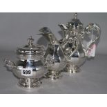 A Continental silver 800 standard three-piece coffee service