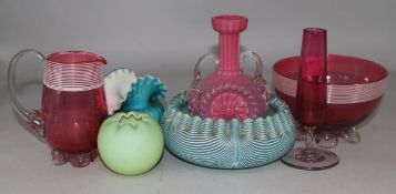 7 pieces of Victorian glassware