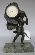 Spelter figure, desk barometer