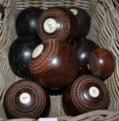 8 inlaid bowling balls and a Jack