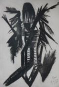 Evans, Abstract print, signed in pencil and dated '57, 13/50, 69 x 49cm