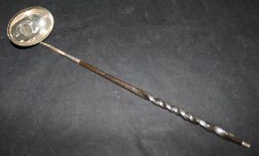 A Georgian silver toddy ladle with baleen handle, 13.75in.