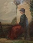 W. Barnes, watercolour, Fisherman's wife mending nets, signed and dated 1876, 34 x 26cm