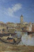 Italian School, oil on canvas, Venetian scene, indistinctly signed and dated 1912, 75 x 50cm