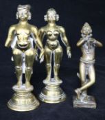 Three Indian brass figures
