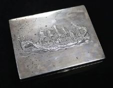 An early 20th century Chinese Export silver cigarette box by Luen Hing, Shanghai, embossed with