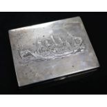 An early 20th century Chinese Export silver cigarette box by Luen Hing, Shanghai, embossed with