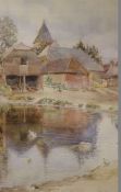 Harriette Edith Grace (1860-1932), two watercolours, Ditchling and a Kent farmhouse, signed and