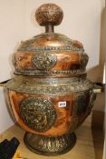A large Tibetan copper and brass pot