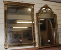 Two gilt framed mirrors, H.90cm and 100cm
