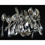 A part canteen of late Victorian silver Old English pattern flatware, comprising thirty seven items,