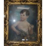 Lafayette, pastel, Study of a boy holding an apple, 69 x 54cm, ornate carved wood frame