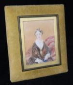 Victorian School, a watercolour miniature portrait of a young lady