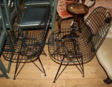 A pair of wirework chairs, in the manner of Bertoia