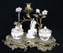 A Meissen & Dresden ormolu inkstand