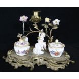 A Meissen & Dresden ormolu inkstand