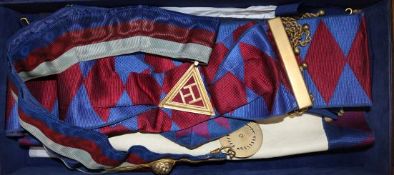 2 leather cases of Freemasons ephemera
