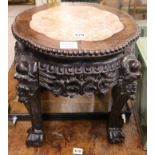 A Chinese hardwood marble top table, W.39cm