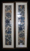 A pair of Chinese framed silk and needlework pictures