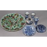 Canton Celadon plate & various blue & white ceramics