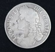 A James II 1687 silver Crown (V.G).