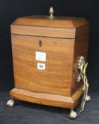 A Regency mahogany bow fronted knife box (lacking interior)