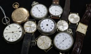 Assorted watches, pocket watches and watch parts.
