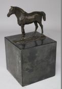 After George Garrard (1760-1826), a small patinated bronze model of a horse on marble base,