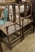 Pair Chinese Ming style elbow chairs