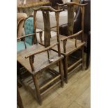 Pair Chinese Ming style elbow chairs