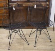 A pair of wirework chairs, in the manner of Bertoia