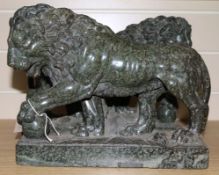 A pair of marble lions