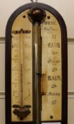 West of London. A late George III mahogany stick barometer, with etched ivory scale, W.95cm