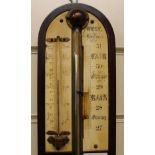 West of London. A late George III mahogany stick barometer, with etched ivory scale, W.95cm