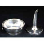 A silver funnel & strainer