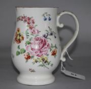 A Derby polychrome baluster mug c.1760 (repair to handle)