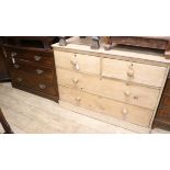 A mahogany three-drawer chest and a pine four-drawer chest, 110cm and 120cm