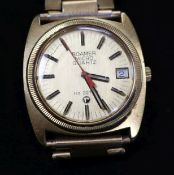 A gentleman's 1970's? steel and gilt Roamer Micro Quartz wrist watch.