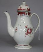 A pearlware polychrome coffee pot and cover, c.1790