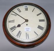 A Victorian mahogany circular eight day wall timepiece