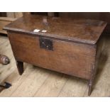 An early 18th century Sussex oak six plank coffer, W.76cm