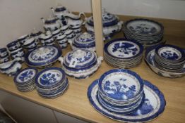 A Booths 'Old Willow' pattern blue and white part dinner service and a Royal Doulton 'Booths Old