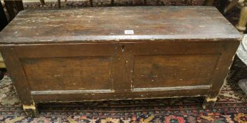 An 18th century pine boarded coffer, W.120cm