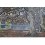 Lionel Birch, oil on canvas, Lake scene, 39 x 60cm